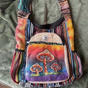 HEMP Colorful Shoulder Bag with Mushroom Design